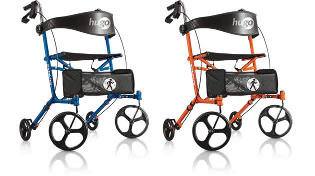 Les ambulateurs Sidekick™ de hugo®, couleurs bleuet (700-979) et tangerine (700-983)